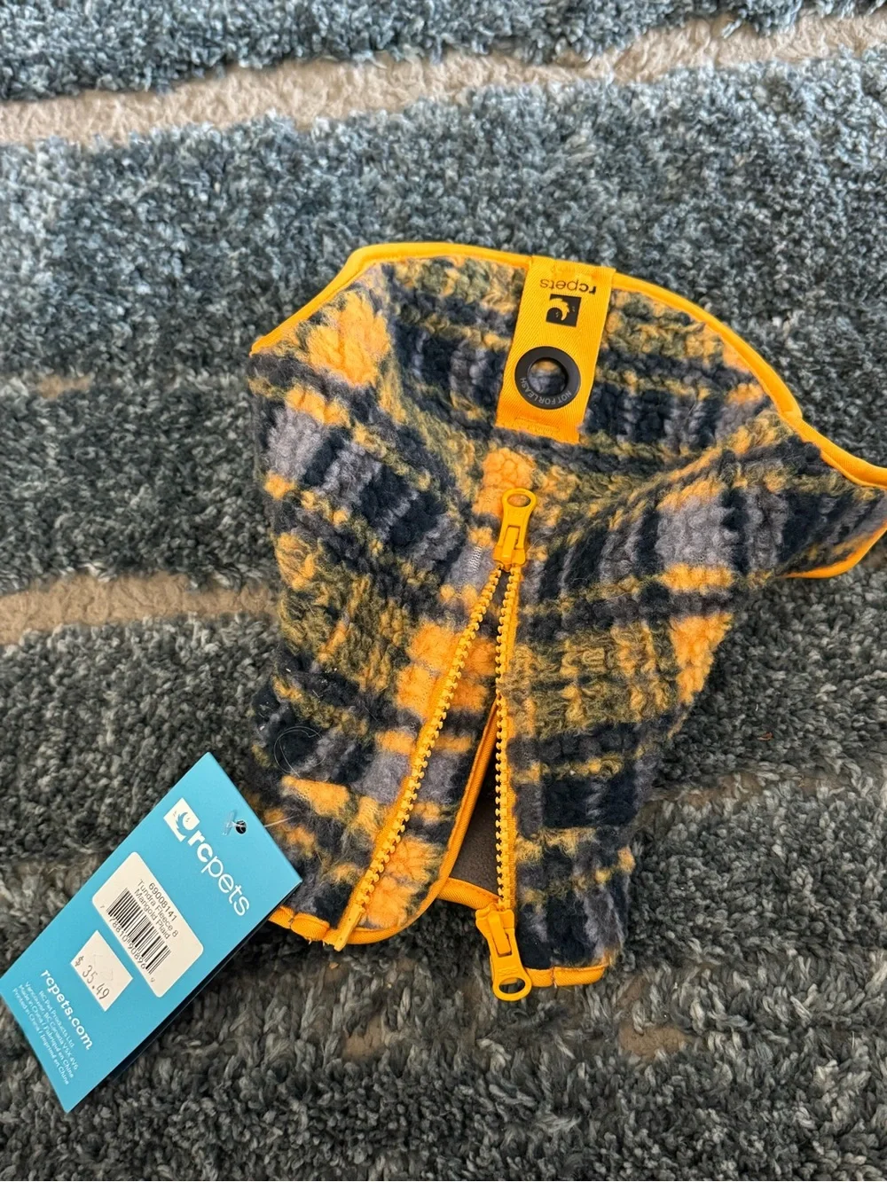 Tundra Yellow and Gray Plaid Dog Hoodie with Bright Yellow Trim